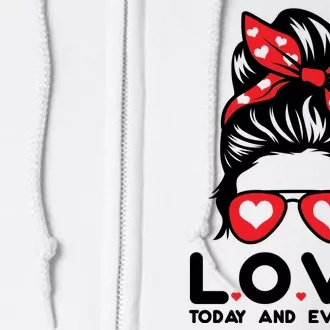 Love Today And Everyday Cute Valentine Hair Bun Full Zip Hoodie