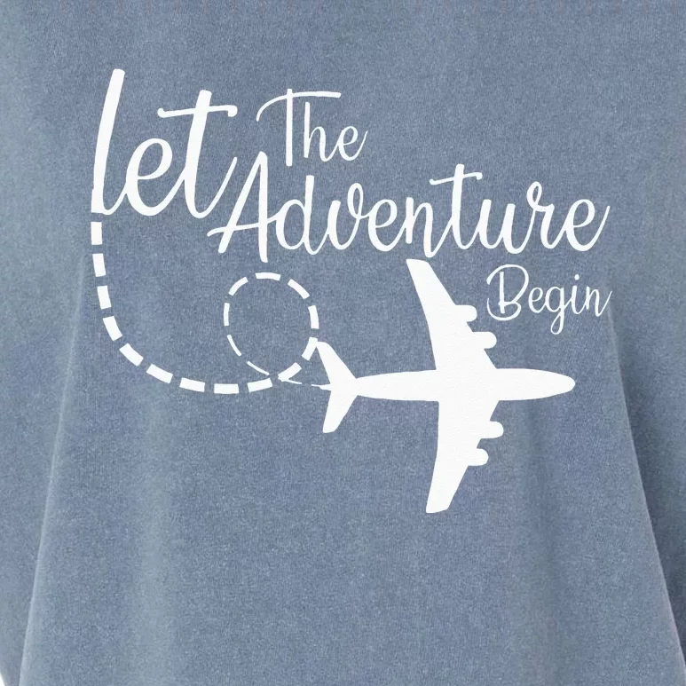 Let The Adventure Begin Inspirational Airplane Travel Mode Garment-Dyed Women's Muscle Tee