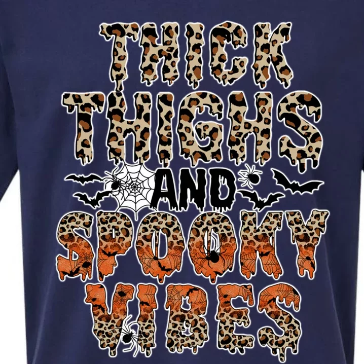 Leopard Thighs And Spooky Vibes Halloween Outfits Costume Great Gift Sueded Cloud Jersey T-Shirt