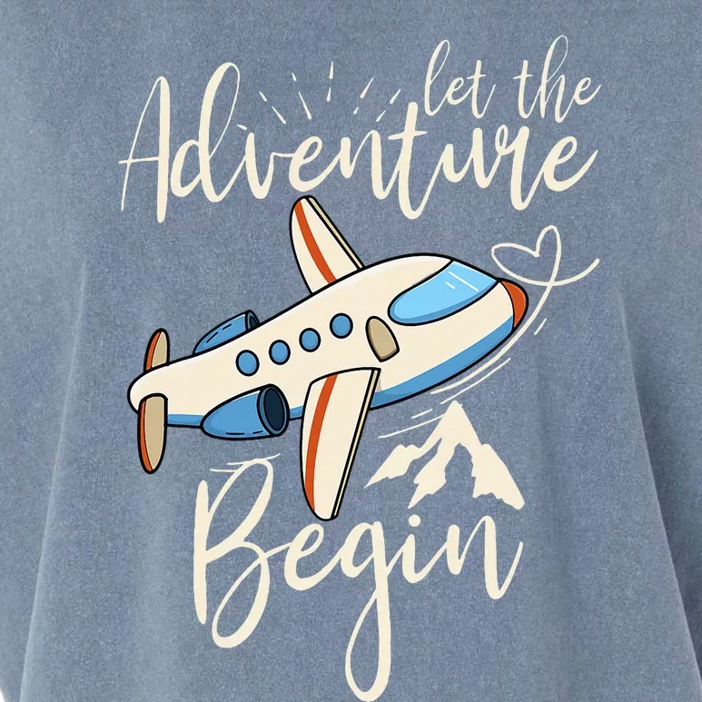 Let The Adventure Begin Airplane Adventure Travel Mode Garment-Dyed Women's Muscle Tee