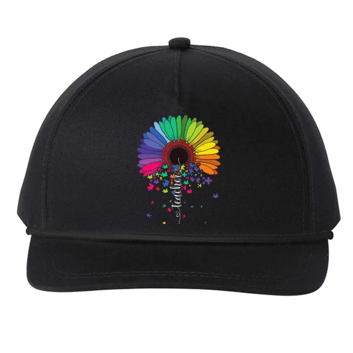 Love Teacher Autism Awareness Valentines Day Teacher Snapback Five-Panel Rope Hat