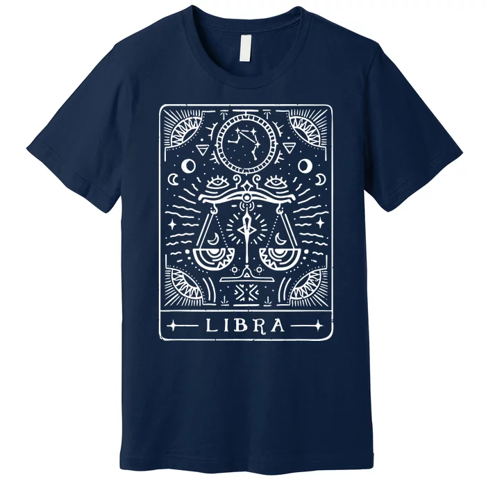 Libra Tarot Art Libra Zodiac Sign Libra Birthday Month Premium T-Shirt