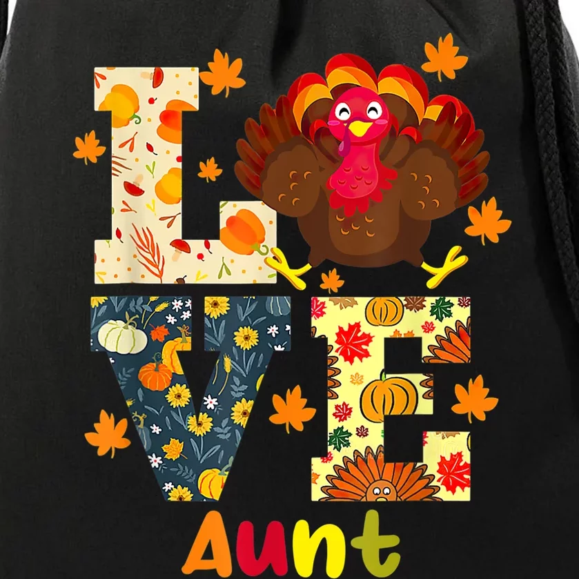 LOVE Turkey Aunt Pumpkin Happy Thanksgiving Autumn Gifts Drawstring Bag