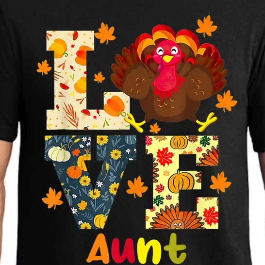 LOVE Turkey Aunt Pumpkin Happy Thanksgiving Autumn Gifts Pajama Set