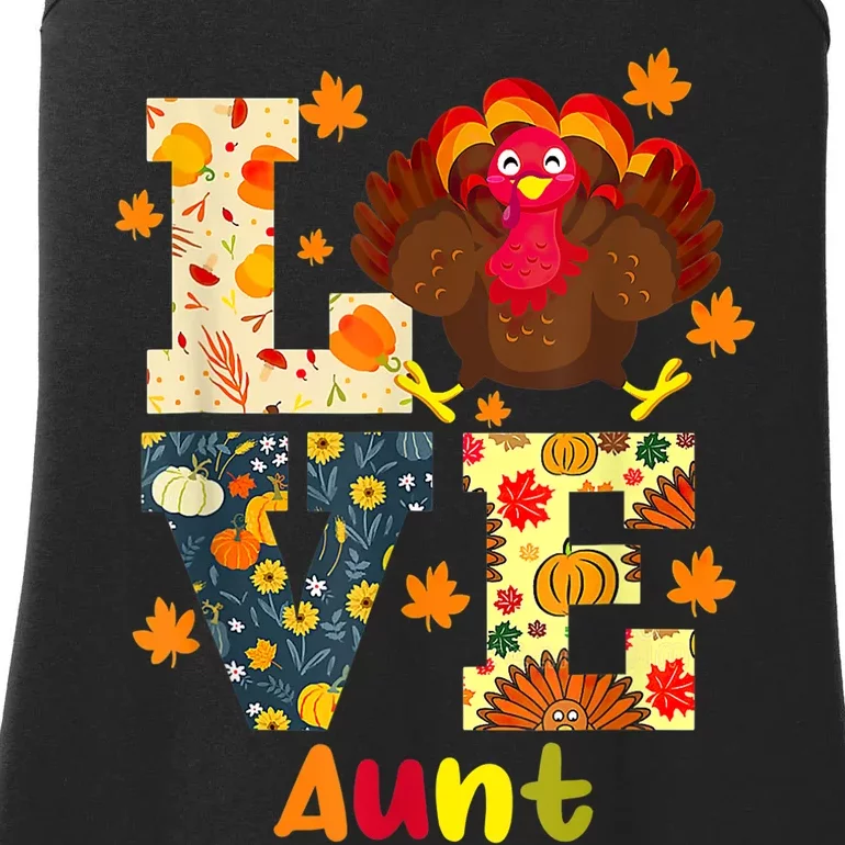 LOVE Turkey Aunt Pumpkin Happy Thanksgiving Autumn Gifts Ladies Essential Tank