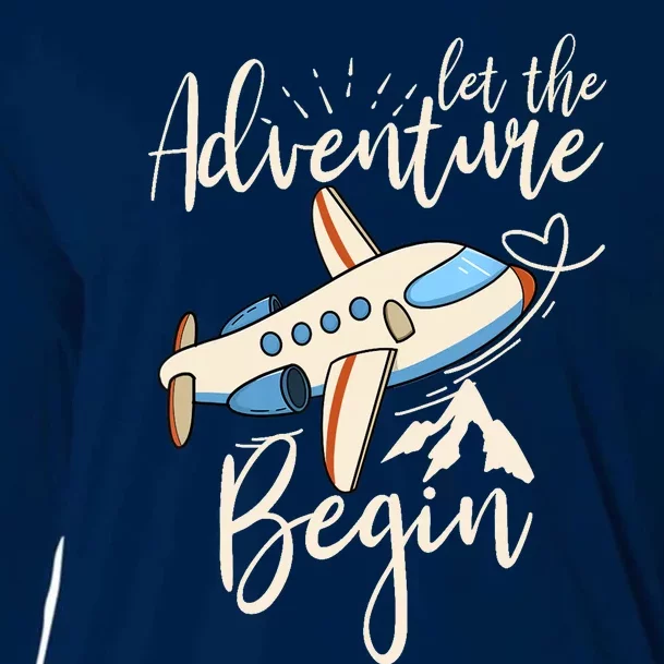 Let The Adventure Begin Airplane Adventure Travel Mode Cooling Performance Long Sleeve Crew