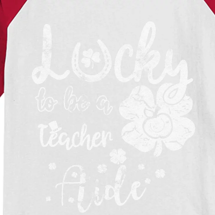 Lucky To Be A Teacher Aide St Patricks Day Irish Kids Colorblock Raglan Jersey