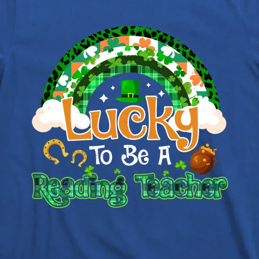 Lucky To Be Reading Teacher Shamrock Patrick Day Gift T-Shirt