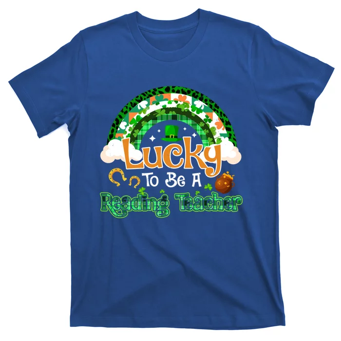 Lucky To Be Reading Teacher Shamrock Patrick Day Gift T-Shirt