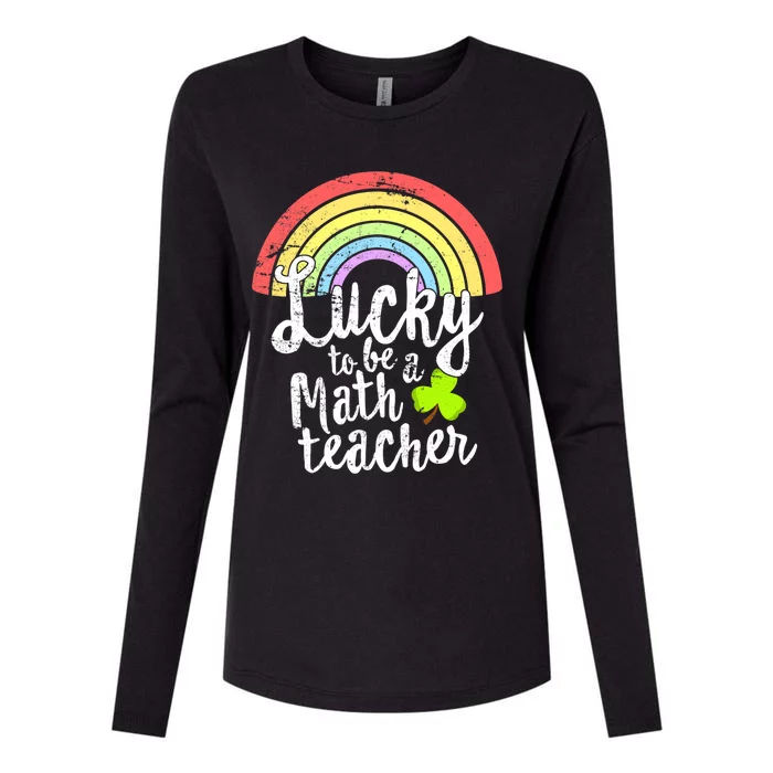 Lucky To Be A Math Teacher St Patricks Day School Gift Womens Cotton Relaxed Long Sleeve T-Shirt