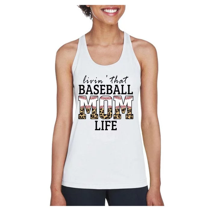 Livin' That Baseball Mom Life Leopard Women's Racerback Tank