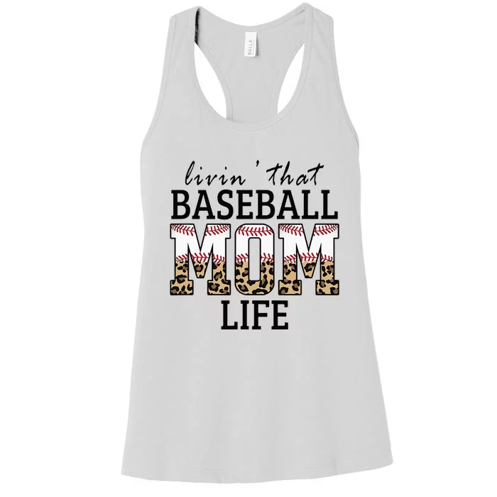 Livin' That Baseball Mom Life Leopard Women's Racerback Tank