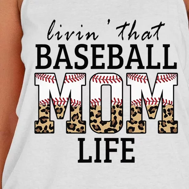 Livin' That Baseball Mom Life Leopard Women's Knotted Racerback Tank