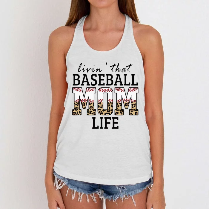 Livin' That Baseball Mom Life Leopard Women's Knotted Racerback Tank