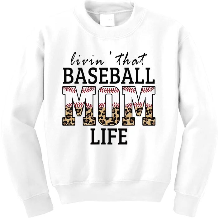 Livin' That Baseball Mom Life Leopard Kids Sweatshirt