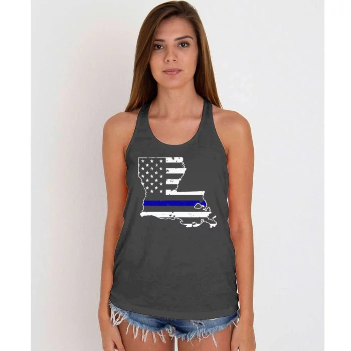 Louisiana Thin Blue Line Police Women's Knotted Racerback Tank