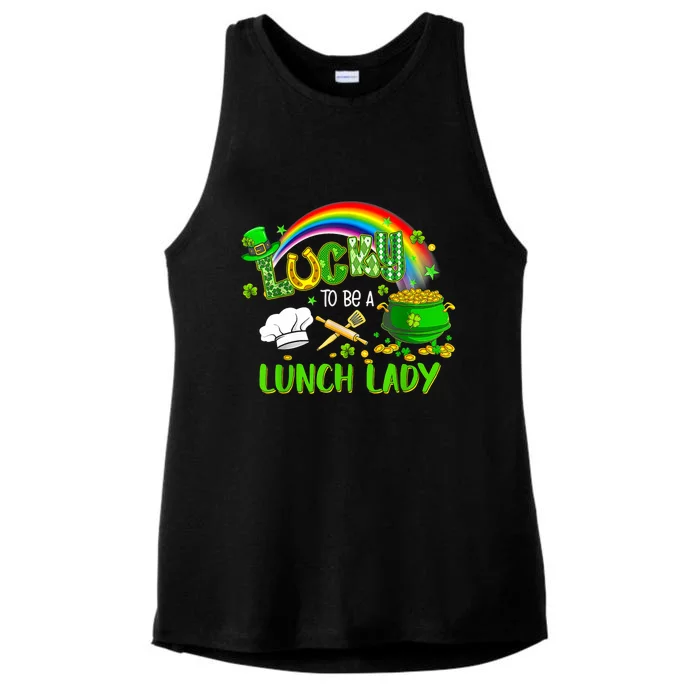 Lucky To Be A Lunch Lady School St Patricks Day Ladies Tri-Blend Wicking Tank