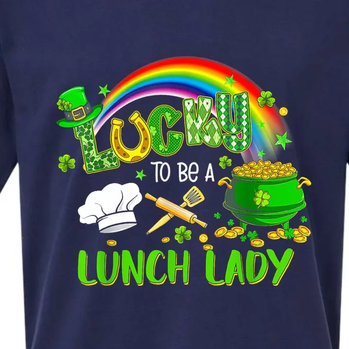 Lucky To Be A Lunch Lady School St Patricks Day Sueded Cloud Jersey T-Shirt