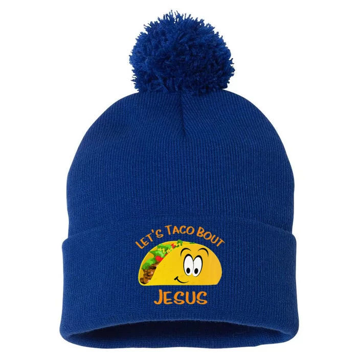 Lets Taco Bout Jesus Taco Jesus Pom Pom 12in Knit Beanie