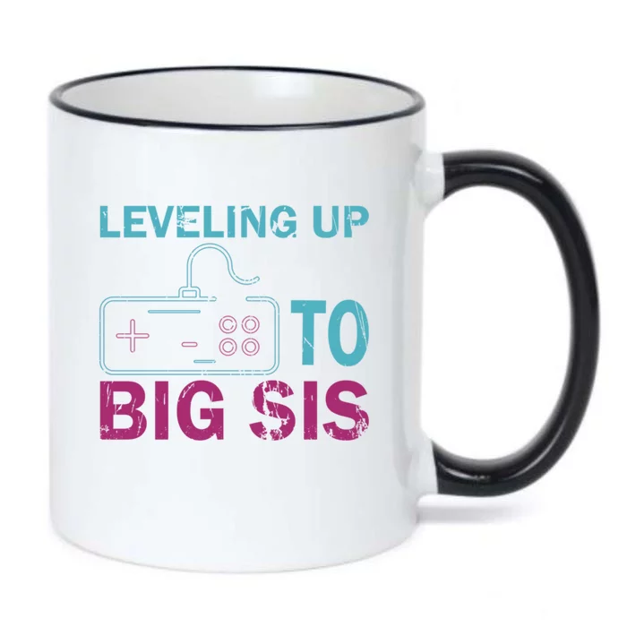 Leveling To Big Sis Big Sis Little Bro Designs Funny Gift Black Color Changing Mug