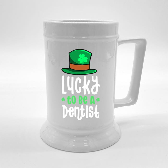 Lucky To Be A Dentist St Patricks Day Shamrock Dental Gift Front & Back Beer Stein