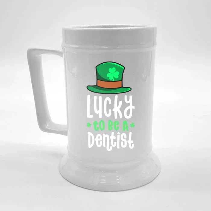 Lucky To Be A Dentist St Patricks Day Shamrock Dental Gift Front & Back Beer Stein