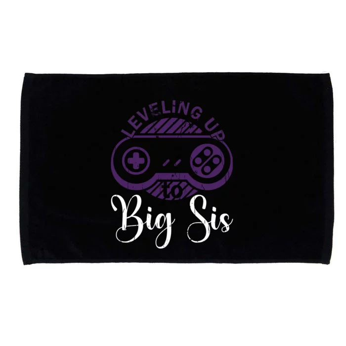 Leveling To Big Sis Big Sis Little Bro Designs Cute Gift Microfiber Hand Towel