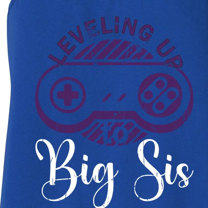 Leveling To Big Sis Big Sis Little Bro Designs Cute Gift Women's Racerback Tank