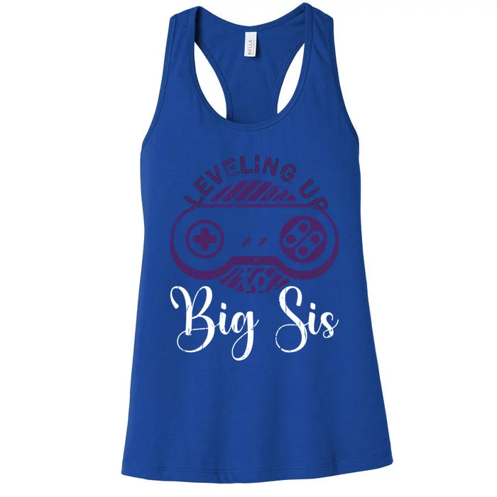 Leveling To Big Sis Big Sis Little Bro Designs Cute Gift Women's Racerback Tank