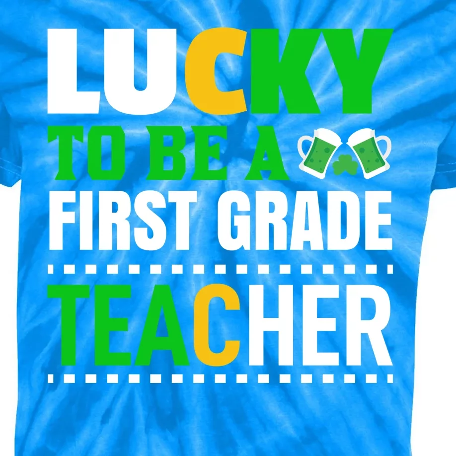 Lucky To Be A First Grade Teacher Kids Tie-Dye T-Shirt