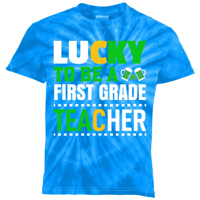 Lucky To Be A First Grade Teacher Kids Tie-Dye T-Shirt