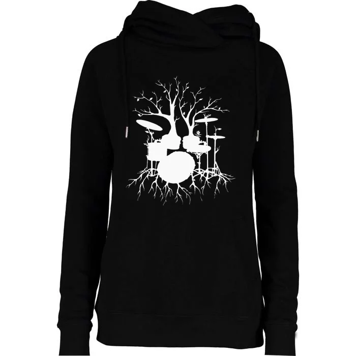 Live The Beat Drum Drummer Gift For Musician Womens Funnel Neck Pullover Hood