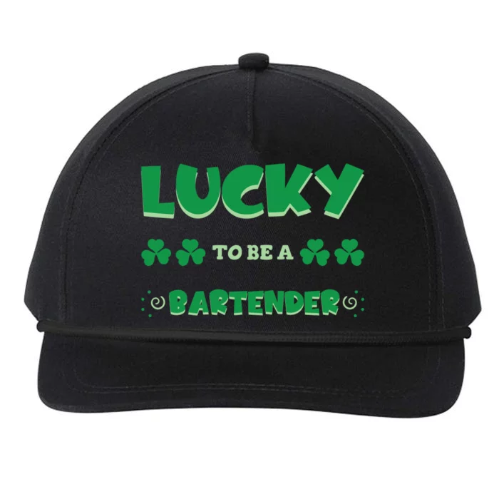 Lucky To Be A Bartender St Patrick's Day Irish Job Shamrock Cool Gift Snapback Five-Panel Rope Hat