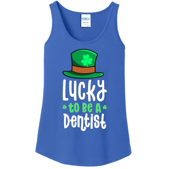 Lucky To Be A Dentist St Patricks Day Shamrock Dental Gift Ladies Essential Tank