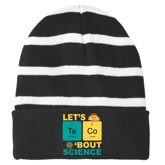 Let's Taco 'Bout Science Funny Striped Beanie with Solid Band