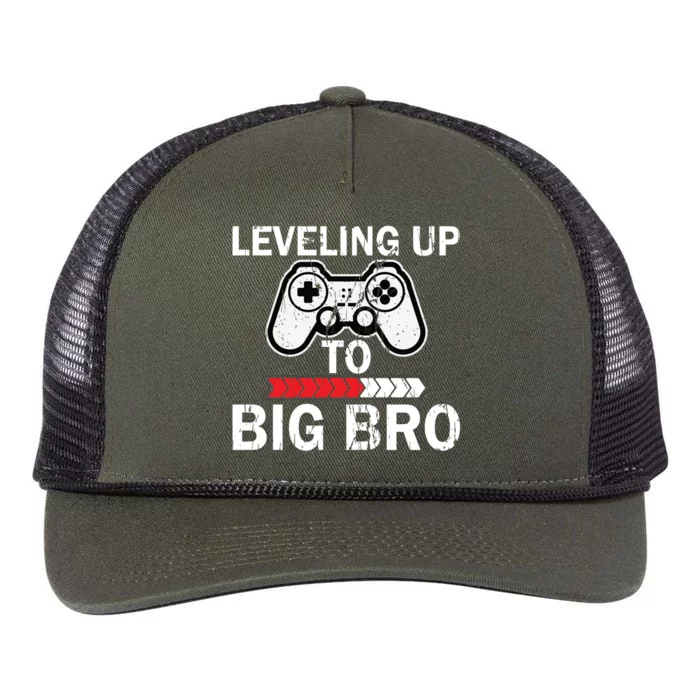 Leveling To Big Bro Big Sis Little Bro Designs Gift Retro Rope Trucker Hat Cap