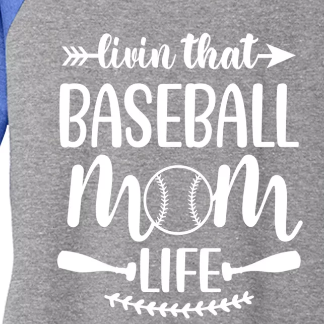 Livin That Baseball Mom Life Cute Support School Sports Gift Women's Tri-Blend 3/4-Sleeve Raglan Shirt