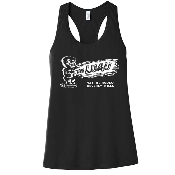 Luau Tiki Bar Beverly Hills Los Angeles Retro Vintage Women's Racerback Tank