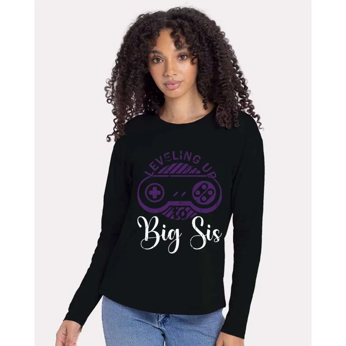 Leveling To Big Sis Big Sis Little Bro Designs Gift Womens Cotton Relaxed Long Sleeve T-Shirt