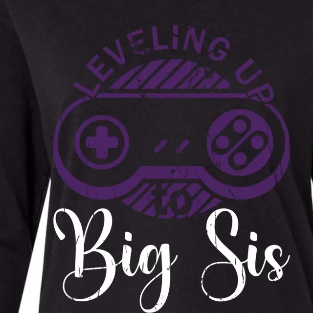 Leveling To Big Sis Big Sis Little Bro Designs Gift Womens Cotton Relaxed Long Sleeve T-Shirt