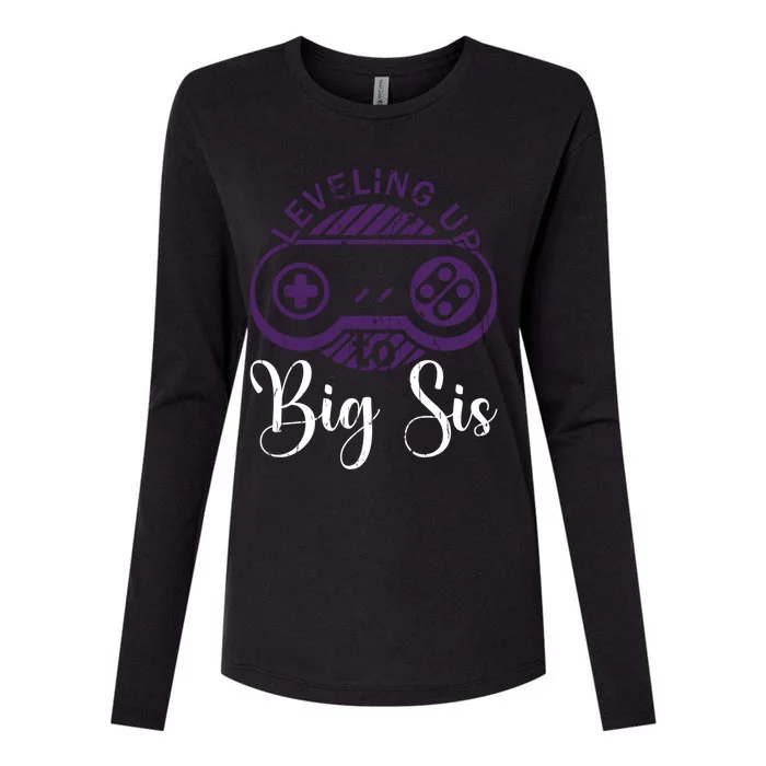 Leveling To Big Sis Big Sis Little Bro Designs Gift Womens Cotton Relaxed Long Sleeve T-Shirt