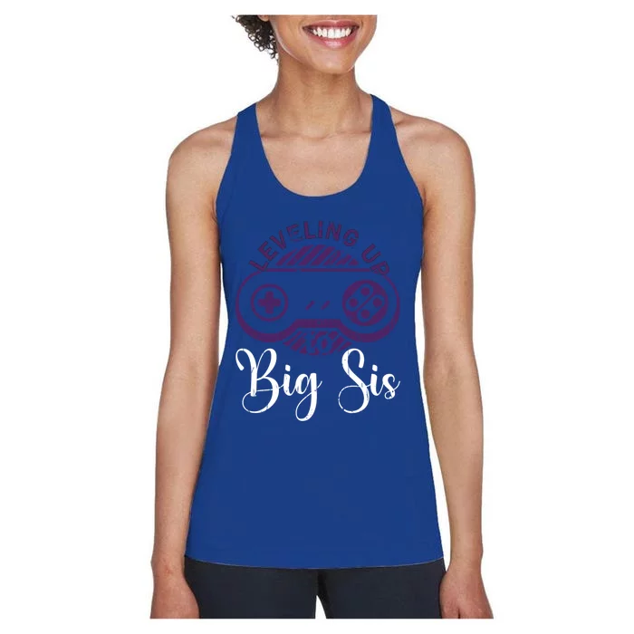 Leveling To Big Sis Big Sis Little Bro Designs Gift Women's Racerback Tank