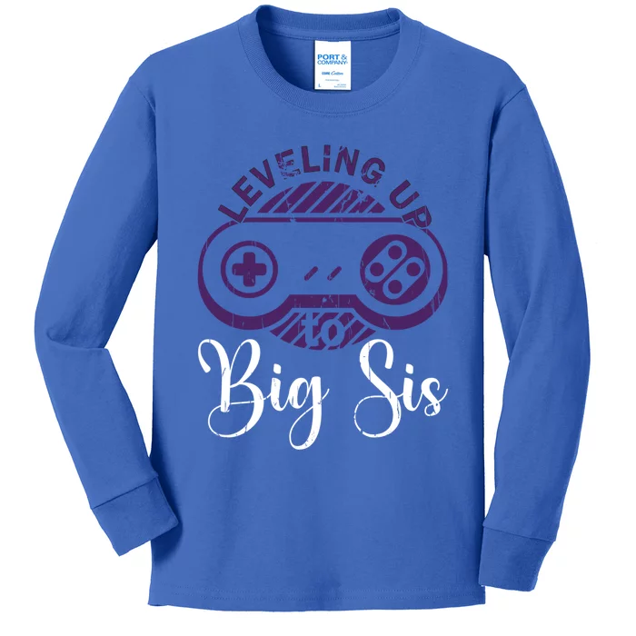 Leveling To Big Sis Big Sis Little Bro Designs Gift Kids Long Sleeve Shirt