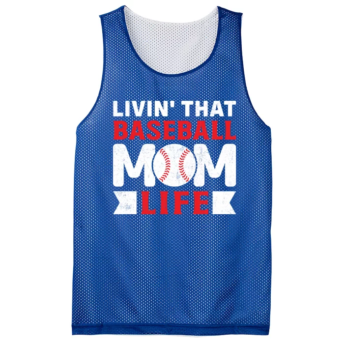 Livin That Baseball Mom Life Funny Baseball Gift Mesh Reversible Basketball Jersey Tank