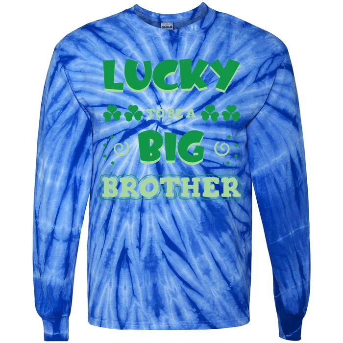 Lucky To Be A Big Brother St Patrick's Day Gender Reveal Gift Tie-Dye Long Sleeve Shirt