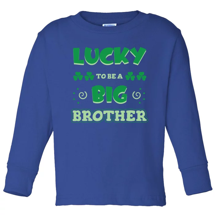 Lucky To Be A Big Brother St Patrick's Day Gender Reveal Gift Toddler Long Sleeve Shirt