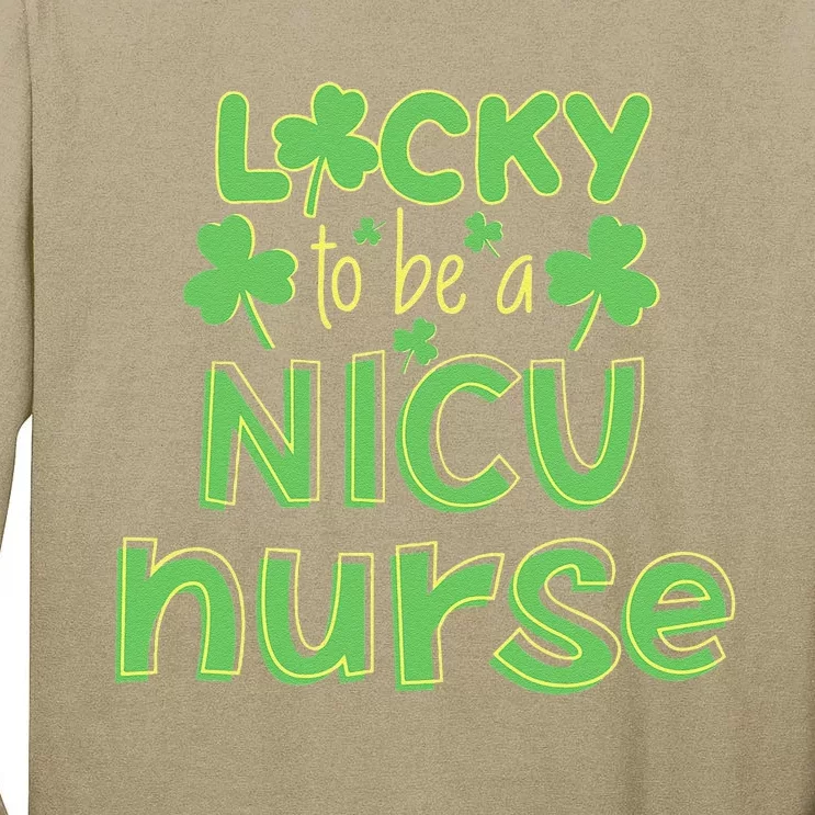 Lucky To Be A NICU Nurse ST Patricks Day Gift RN Shamrock Tall Long Sleeve T-Shirt