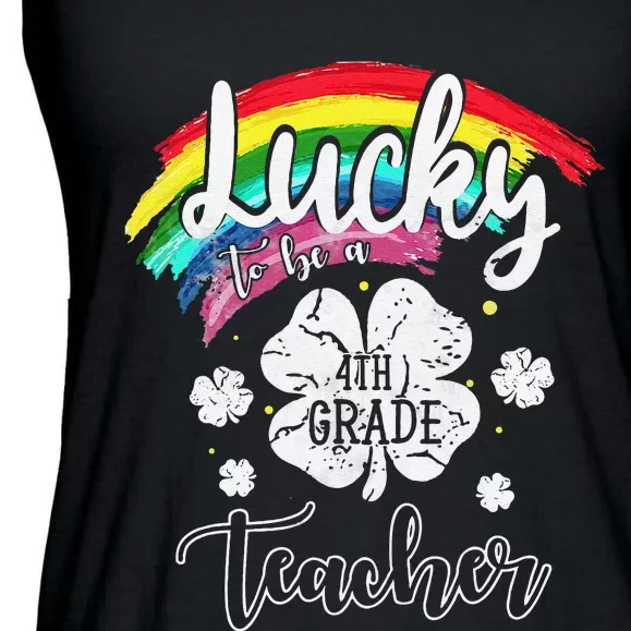 Lucky To Be A Fourth Grade Teacher St Patrick Day Gift Ladies Essential Flowy Tank