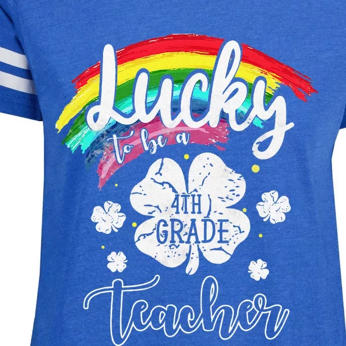 Lucky To Be A Fourth Grade Teacher St Patrick Day Gift Enza Ladies Jersey Football T-Shirt