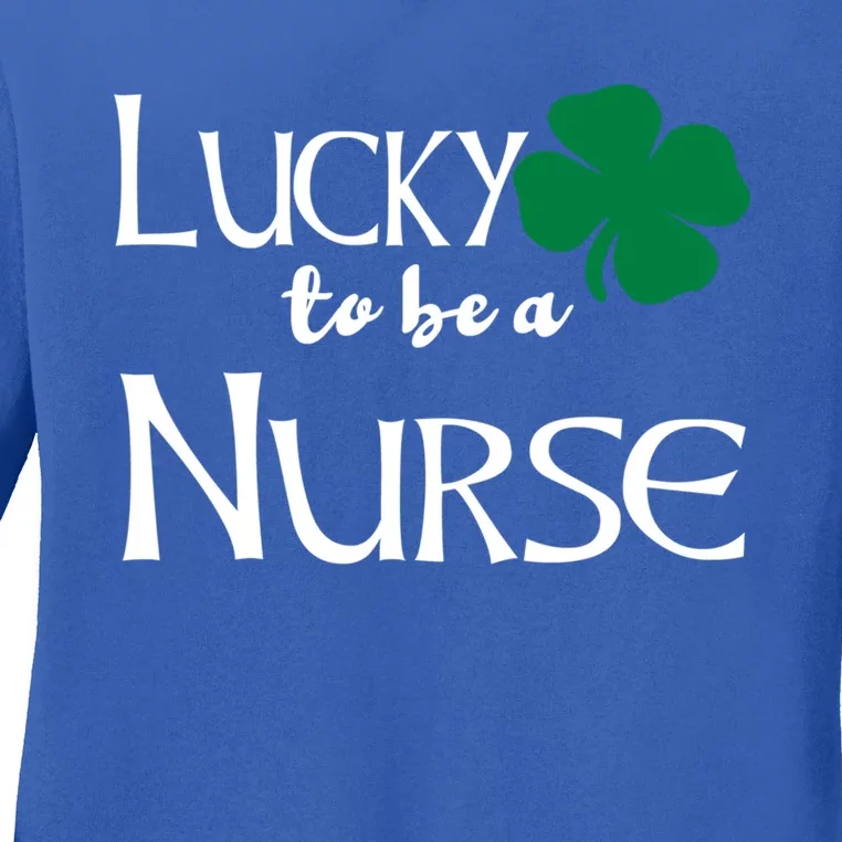 Lucky To Be A School Nurse St Patricks Day Irish Green Gift Ladies Long Sleeve Shirt